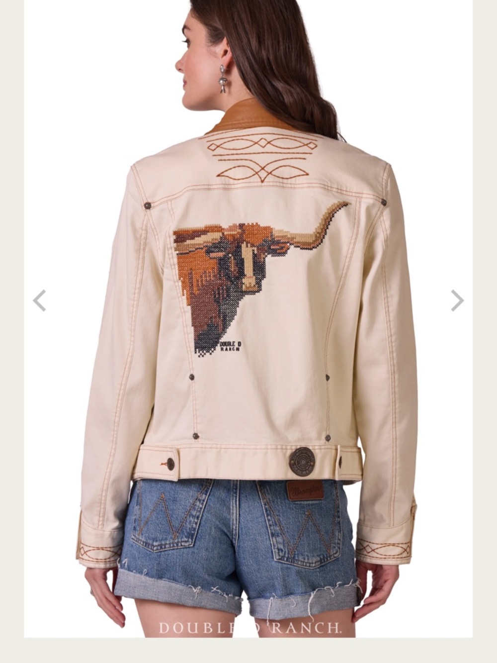 Double D Ranch Lead Steer jacket leather collar Embroidered longhorn Rtl 595 NWT - Picture 6 of 16